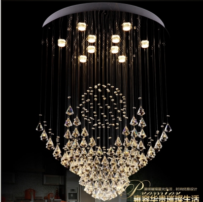 art deco remote control led crystal ceiling lights staircase lighting fixture for dining room bedroom restaurant wireless lamp [led-ceiling-light-7166]