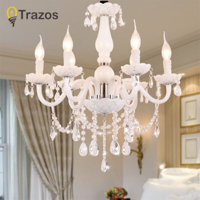 european style white crystal chandeliers modern led chandeliers for living room lustres de sala de cristal wedding decoration [chandelier-2755]