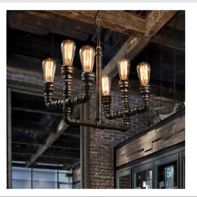 loft vintage retro wrought iron black pipe chandelier pulley industrial lamps e27 edison pendant lamp home light fixtures