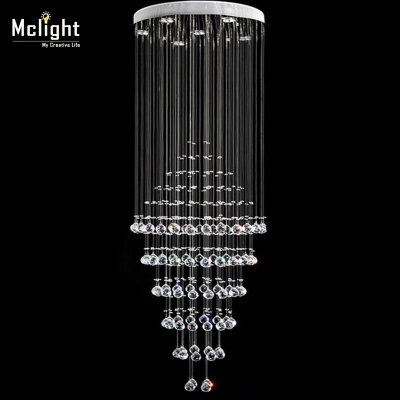 long size crystal ceiling light spiral crystal light lustres ceiling lamp lighting fixture for stair / foyer/ hallway mc0582 [crystal-ceiling-light-7134]