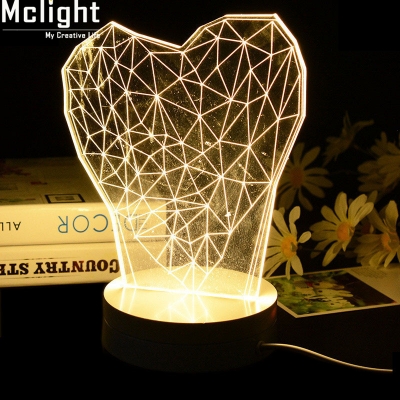 love heart 3d table lamp bedside led night light for baby desk romantic atmosphere lamp for girlfriend wedding gift