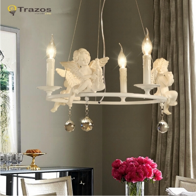 modern crystal chandeliers with the angel for living room light modern lamps lustre lighting led pendant [dining-room-2696]