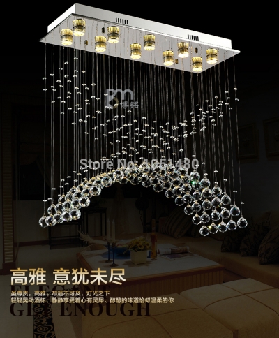 new item l800*w300*h800mm living room k9 crystal chandelier , modern lighting led lamp