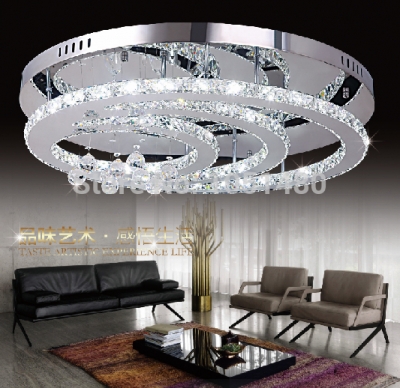 new round k9 crystal led chandelier ceiling living room bedroom modern lighting dia600*h300mm [led-ceiling-light-5294]