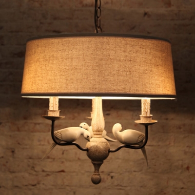 restaurant light fixtures country bird pendant lamp with lampshade lamp loft nordic iron chain pendant light 220v/110v e14x3 11 [pendant-lights-2962]