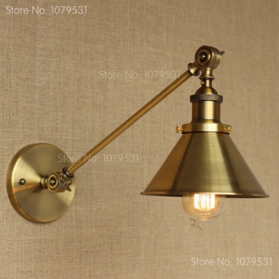 retro single swing arm wall lamp for bedroom bedside adjustable wall mount swing arm lamp bronze color