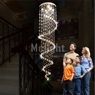 top s modern lustre k9 chandelier spiral stair light crystal lamp dia600*h2500mm [modern-pendant-light-7107]
