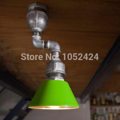 vintage water pipe design ceiling spot lights adjustable direction with e27 e26 3w led bulb iron plating.