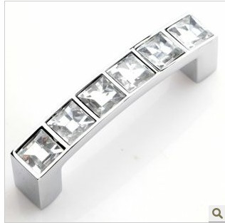 8462-64 64mm hole distance bridge-shaped silver and chrome crystal handles with diamond for drawer/wardrobe