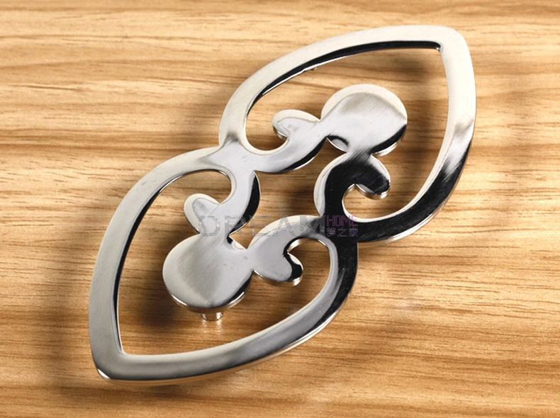 001 64mm hole distance grand hollowed-out silvery mirror alloy handles for drawer/wardrobe/cabinet