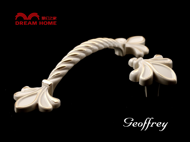 1056-96 96mm hole distance spiral ivory-white with inlaid gold antiqued alloy handles for drawer/wardrobe/cabinet