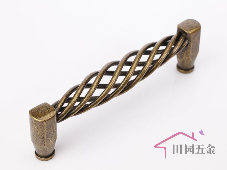 MH-128Q 128mm hole distance long bird-cage shaped bronzed antiqued alloy handle for drawer/cupboard/cabinet