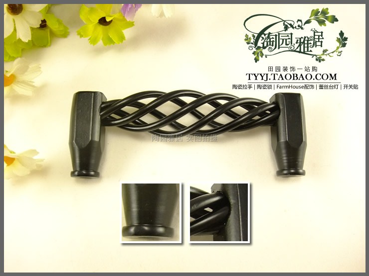 MH-96 96mm hole distance long banded bird-cage shaped black antiqued alloy handle for drawer/cupboard/cabinet