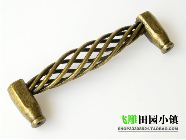 MH-96Q 96mm hole distance long bird-cage shaped bronze antiqued alloy handle for drawer/cupboard/cabinet