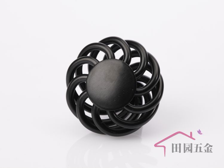 MP33 single hole small round bird-cage shaped black antiqued alloy knob for drawer/cupboard