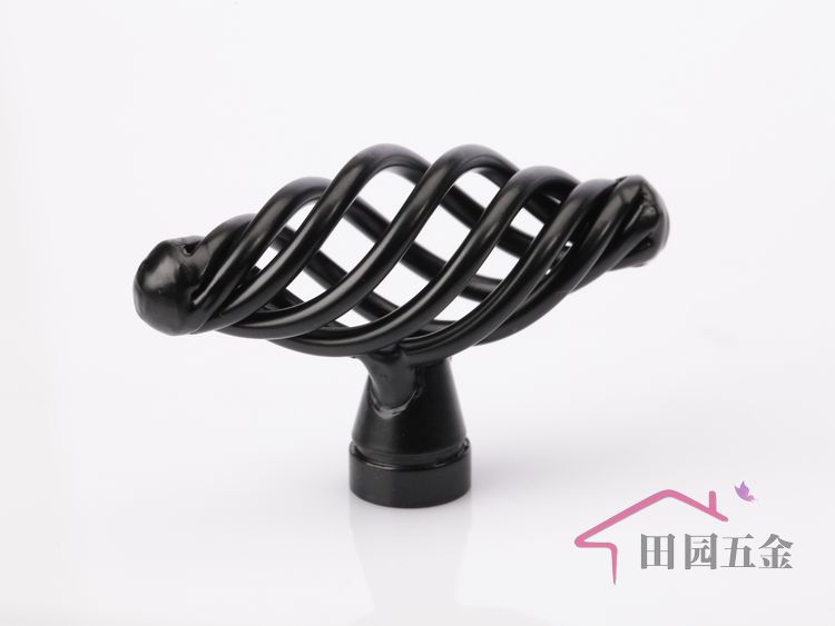 MT50 single hole small T-shaped and bird-cage shaped black antiqued alloy knob for drawer/cupboard