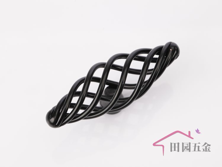MT70 single hole large T-shaped and bird-cage shaped black antiqued alloy handles for drawer/cupboard/cabinet