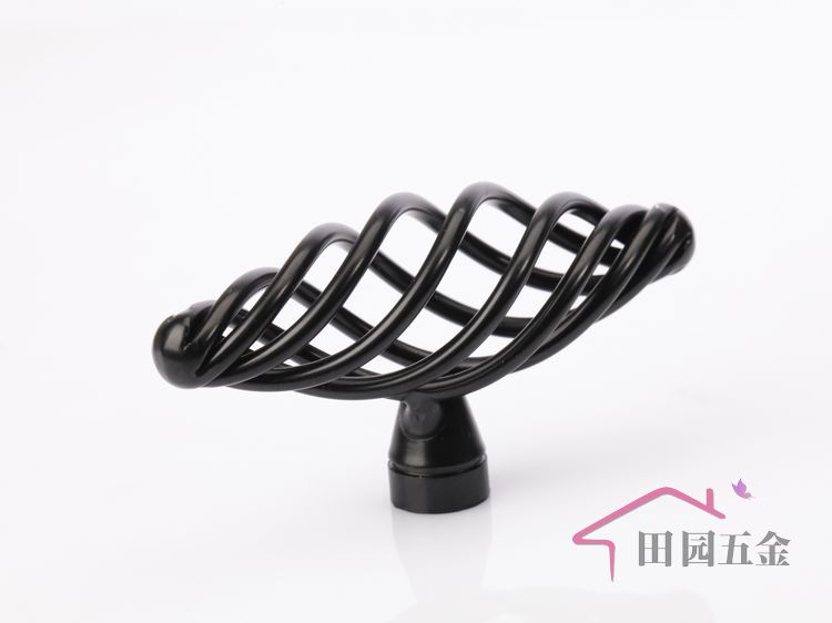 MT70 single hole large T-shaped and bird-cage shaped black antiqued alloy handles for drawer/cupboard/cabinet