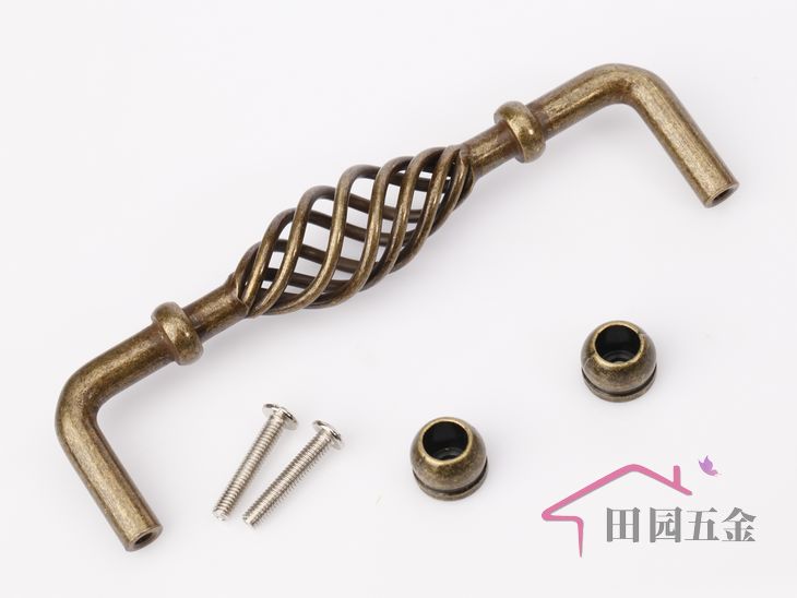 MU-128Q 128mm hole distance long banded bird-cage shaped bronzed antiqued alloy handle for drawer/cupboard/cabinet