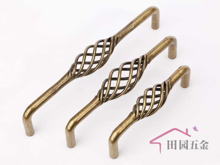 MU-96Q 96mm hole distance long banded bird-cage shaped bronzed and atiqued alloy handle for drawer/cupboard/cabinet
