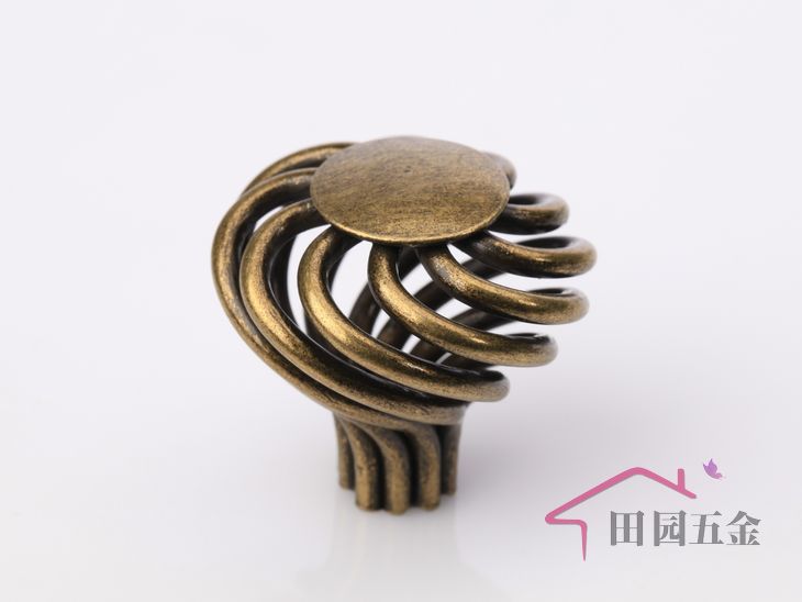 P45Q single hole small round bird-cage shaped bronze antiqued alloy knob for drawer/cupboard/cabinet