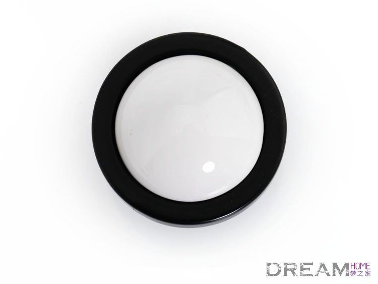 38mm diameter pure white with large black circle ceramic handle for drawer/wardrobe/cupboard/cabinet