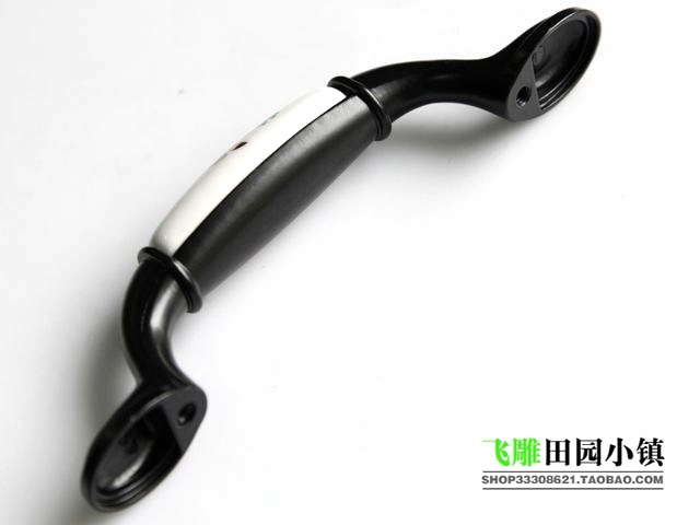 AA09BK 96mm large long and flat black tulip ceramic handle for wardrobe/cupboard/cabinet