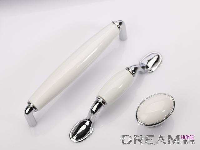 AB00PC 76mm hole distance long and flat pure white with silvery side ceramic handle for drawer/wardrobe/cupboard