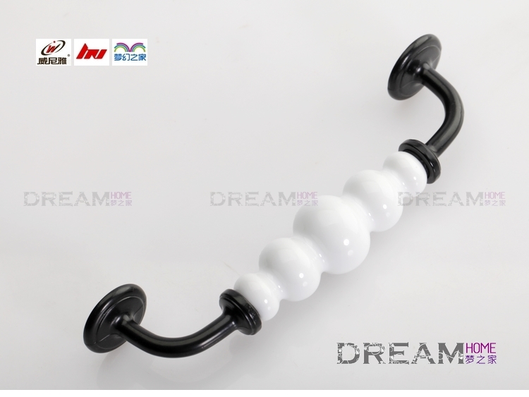 ABO-BK 128mm hole distance bridge-shaped black and white cucurbit ceramic handle for drawer/wardrobe/cabinet