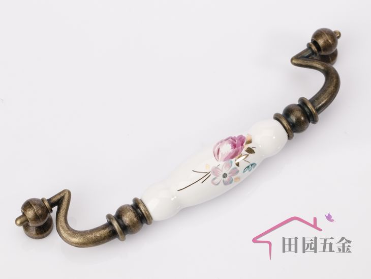 AE09AB 155mm(flexible) bronze tulip hanging ceramic handle for drawer/wardrobe/cupboard