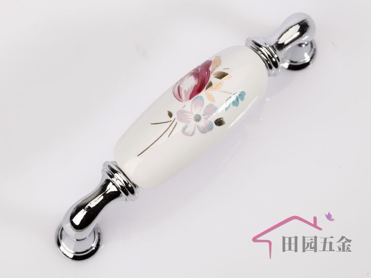 AJ09PC 96mm long and bend bright silvery tulip ceramic handle for drawer/wardrobe/cupboard