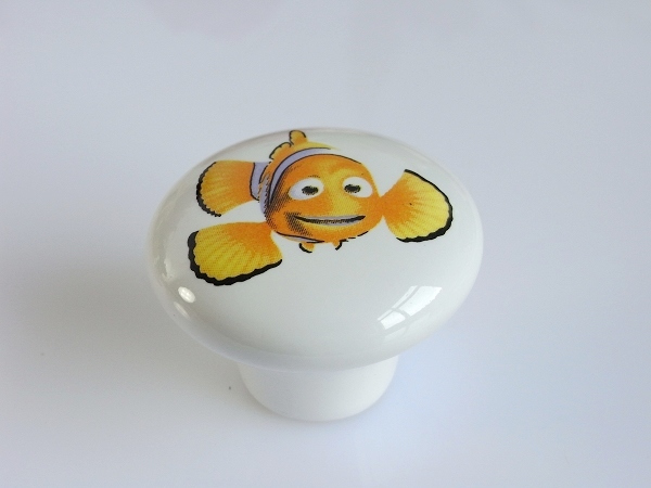 AP25 single hole large round Finding Nemo cartoon ceramic knobs with lovely Nemo for drawer/wardrobe