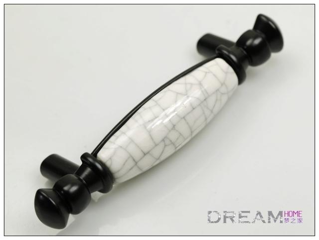 BK64 64mm hold distance antiqued ceramic handle with black flaw wheats' pattern for drawer/wardrobe/cupboard/cabinet