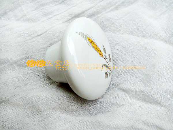 C051C131 38mm diameter large round ceramic knob with wheat pattern for wardrobe/cupboard/shoe cabinet/drawer