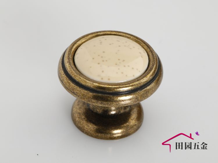 C802 single hole round bronzed and antiqued knobs with inlaid ceramic for drawer/wardrobe/cupboard/shoe cabinet