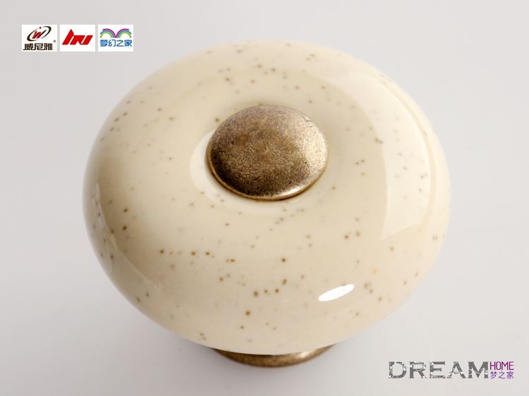 C814LAECD single hole large round antiqued spotty ceramic knobs with copper top for drawer/wardrobe/cupboard/shoe cabinet