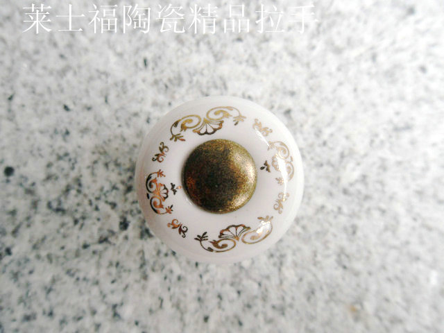 C814S small round golden flower antiqued ceramic knob with copper top for drawer/wardrobe/cupboard/shoe cabinet