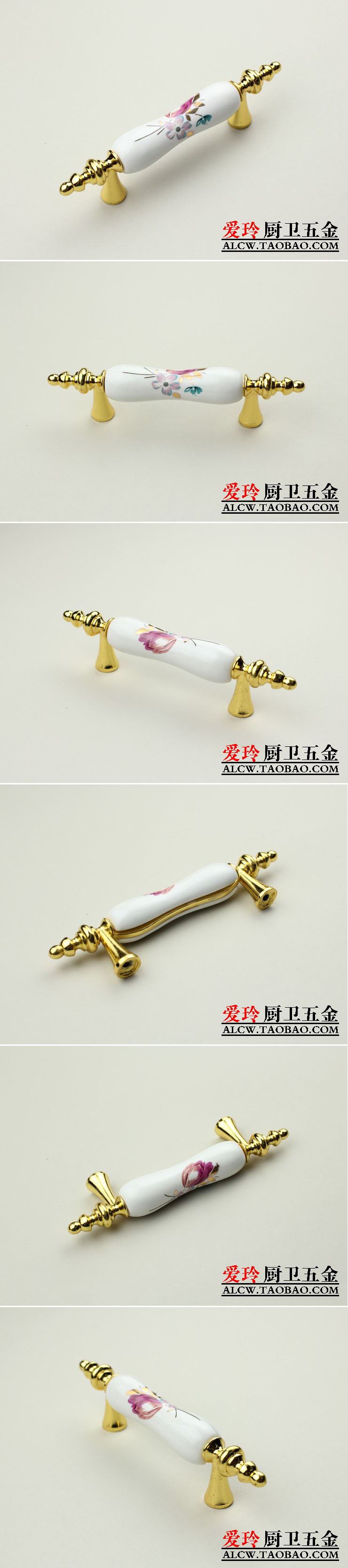D09BGP 76mm hole distance long banded brilliant golden ceramic handle with tulip for drawer/wardrobe/cupboard/cabinet