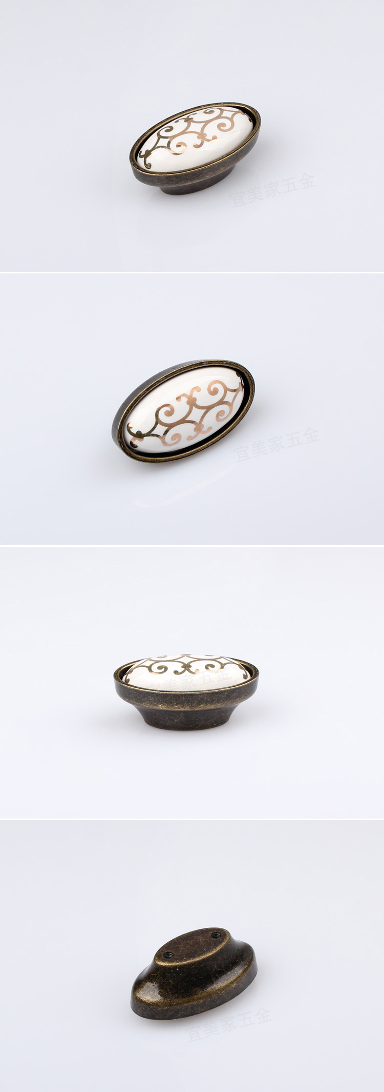 MAU88AB 22mm grand oval bronze-colored golden flower ceramic handle for cabinet/drawer