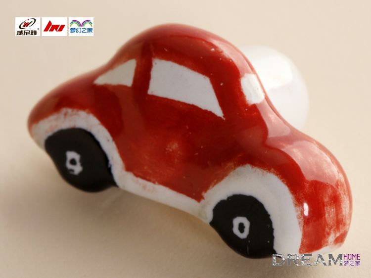 single hole red Beetle Car cartoon ceramic knobs for drawer/wardrobe/cupboard/shoe cabinet/television cabinet