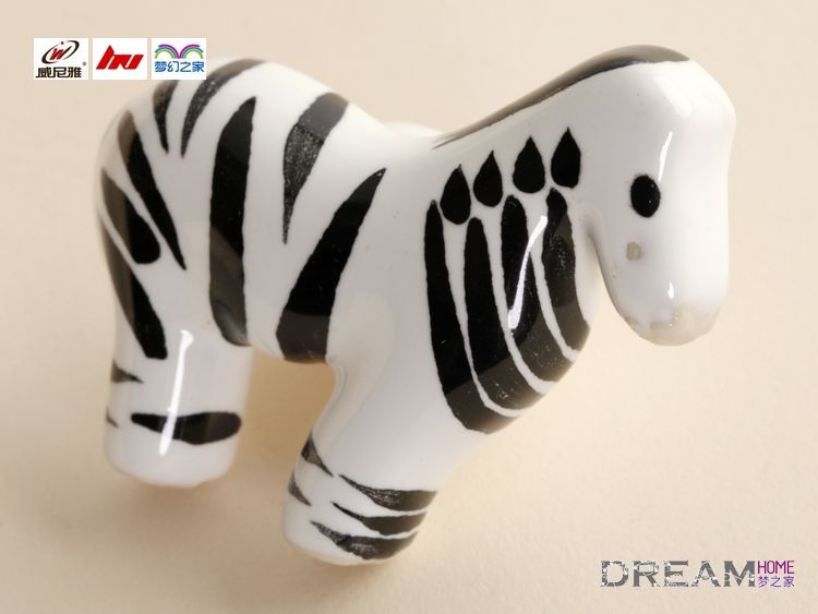 single hole zebra Animal World cartoon ceramic knobs for drawer/wardrobe/shoe cabinet