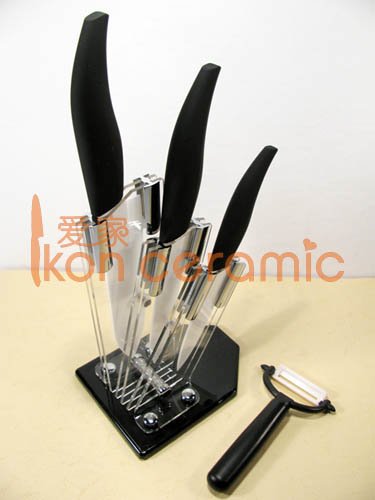 China Knives - 5pcs/Ceramic Knife Set, 4"/5"/6"/peeler with a Ceramic Knife Holder.(AJ-5DP-AB)