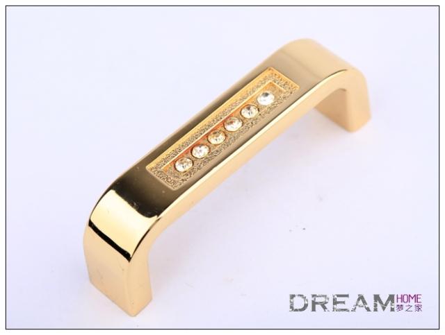 6318-64 64mm hole distance golden Casino crystal handle with diamond for drawer