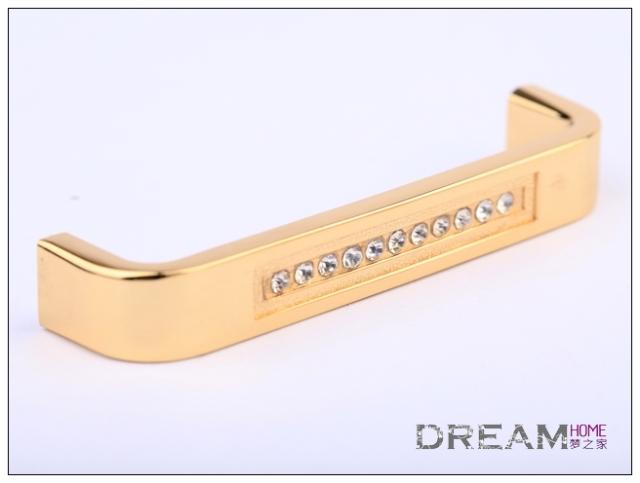 6318-96 96mm hole distance golden handle with Casino crystal diamond for drawer