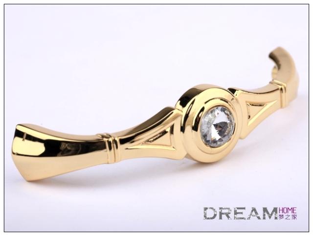 6319-96 96mm hole distance golden Casino crystal handle with diamond for drawer