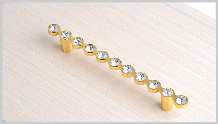 8476-128 128mm hole distance bright golden crystal handles with small round diamonds for drawer/cabinet