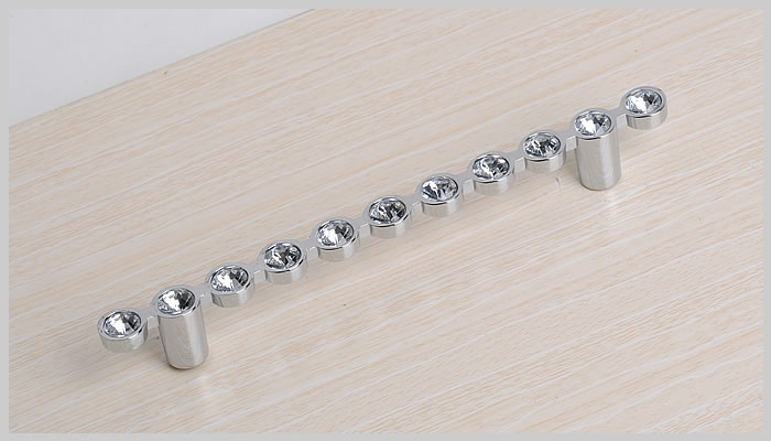 8476-128 128mm hole distance silver and chrome crystal handles with small round diamonds for drawer/cabinet