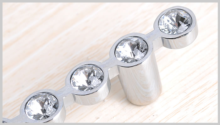 8476-96 96mm hole distance silver and chrome crystal handles with small round diamonds for drawer/cabinet