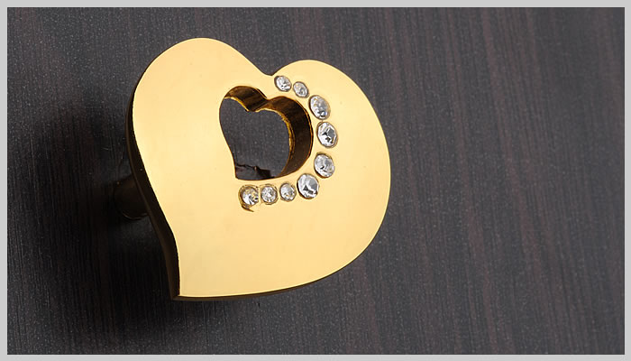 8503 15mm hole distance heart-shaped mirror crystal knob with diamond for drawer/cupboard/cabinet