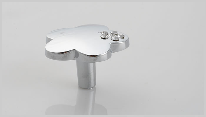 8504-chrome single hole rose-shaped silver and chrome mirror crystal knobs with diamond for drawer/cupboard
